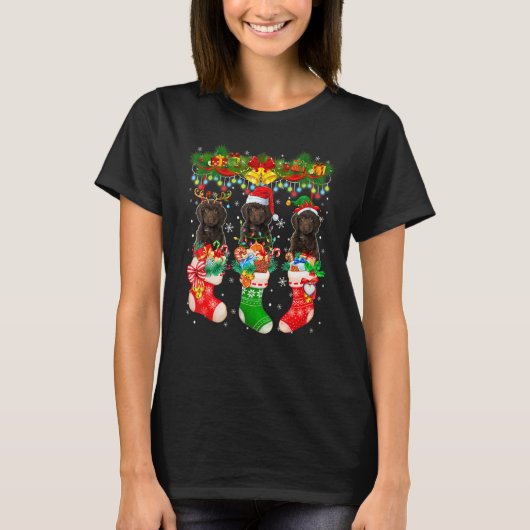 Drie Kerstman Rendier Elf Sproodle Honden Op Kerst T-shirt (Voorkant)