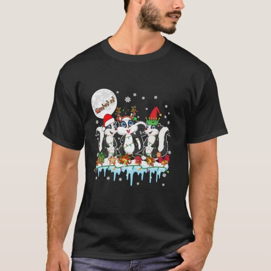 Drie Kerstman Rendier Elf Stinkdieren Kerstmis Ker T-shirt (Voorkant)