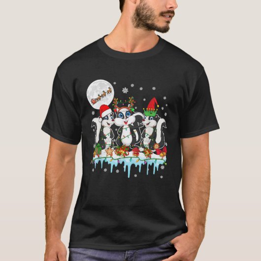 Drie Kerstman Rendier Elf Stinkdieren Kerstmis Ker T-shirt (Voorkant)