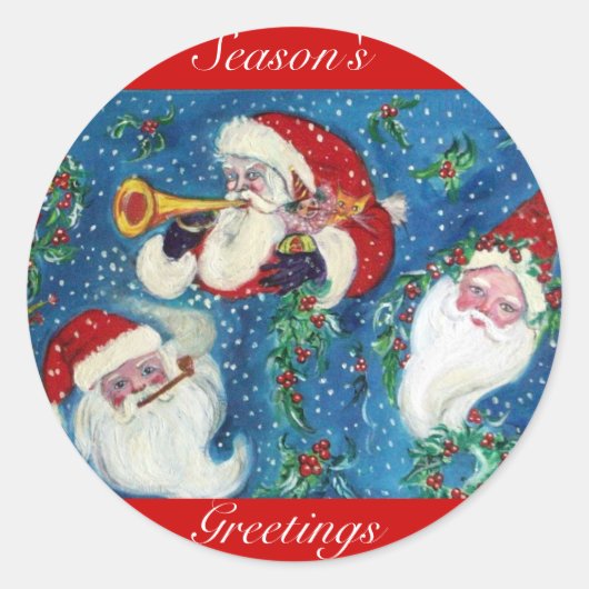 DRIE KERSTMAN RONDE STICKER (Voorkant)