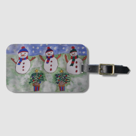 Drie kerstmannen bagagelabel