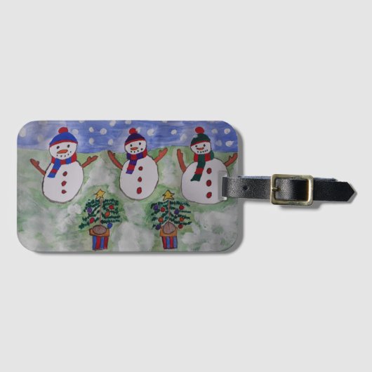 Drie kerstmannen bagagelabel (Voorkant (horizontaal))