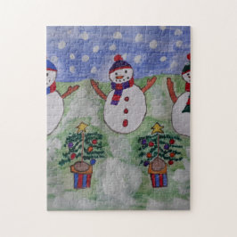 Drie kerstmannen Jigzaag Puzzle Legpuzzel