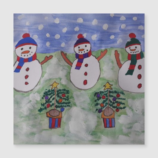 Drie kerstmannen Magnetische Kaart (Voorkant)