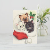 Drie kerstmannen met  kinderen in het winkelen feestdagenkaart (Staand voorkant)