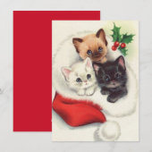 Drie kerstmannen met  kinderen in het winkelen feestdagenkaart (Voorkant / Achterkant)