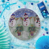 Drie kerstmannen papieren bordje (Feest)