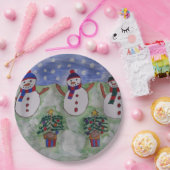 Drie kerstmannen papieren bordje (Feest)