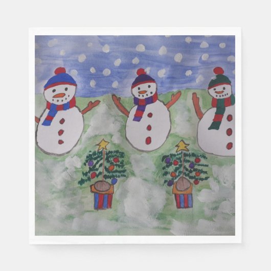 Drie kerstmannen servet (Voorkant)