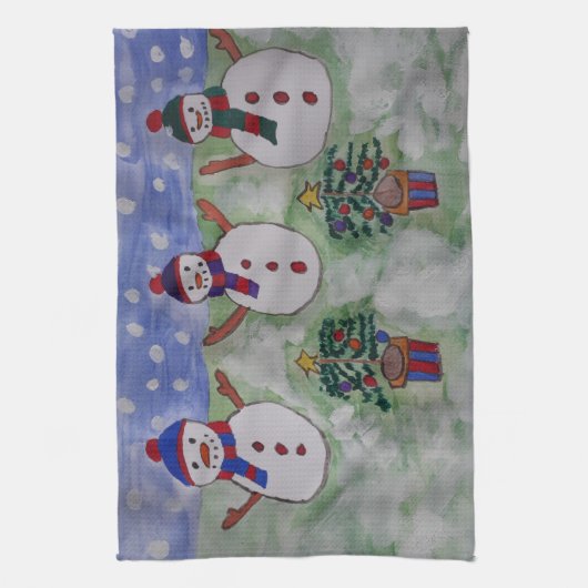 Drie kerstmannen Tea Towel Theedoek (Verticaal)