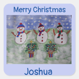 Drie kerstmannen vierkante sticker