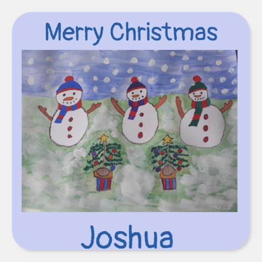 Drie kerstmannen vierkante sticker (Voorkant)