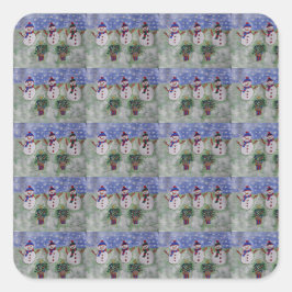 Drie kerstmannen vierkante sticker
