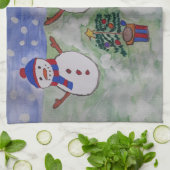 Drie Kerstmis Sneeuwmannen Theedoek (Gevouwen)