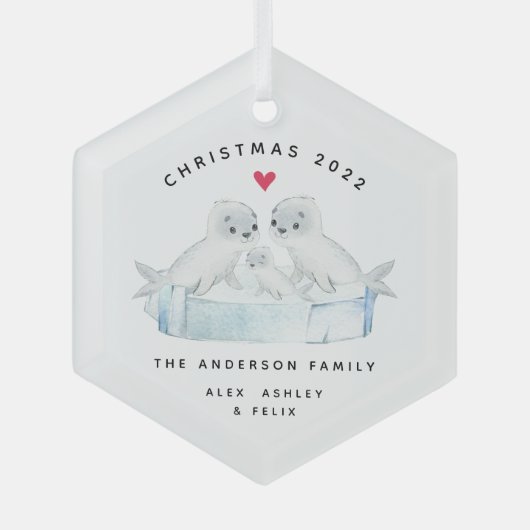 Drie kerstnaadfamilies glas ornament (Voorkant)