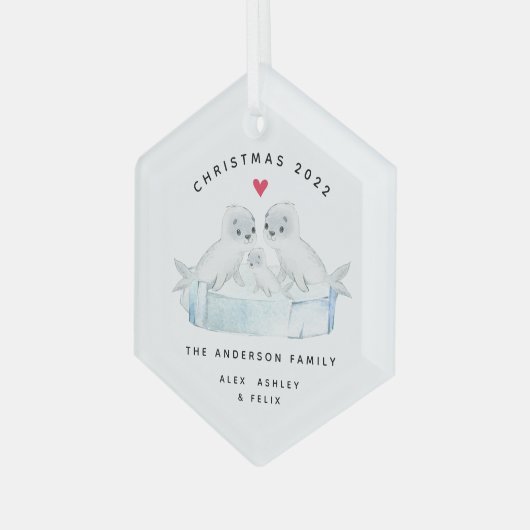 Drie kerstnaadfamilies glas ornament (Voorkant links)