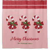 Drie kerstsnoersnoeren met aangepaste tekst douchegordijn (Voorkant)