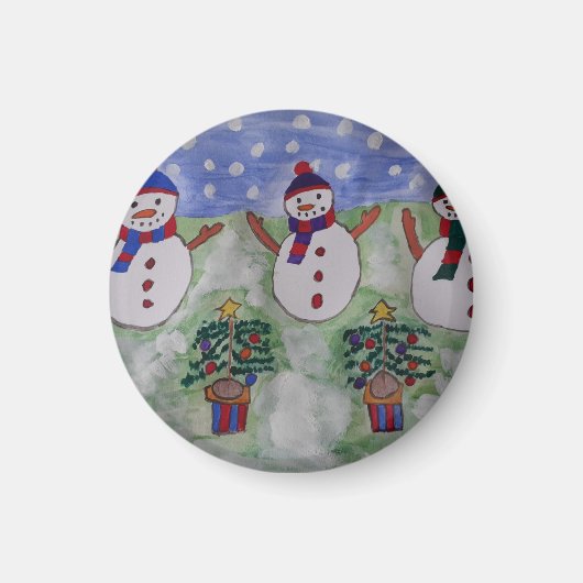 Drie kerstsnowmen Magnet (Voorkant)