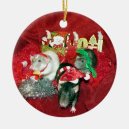 Drie kerstversiering met Wise Girls Pet Rat Keramisch Ornament
