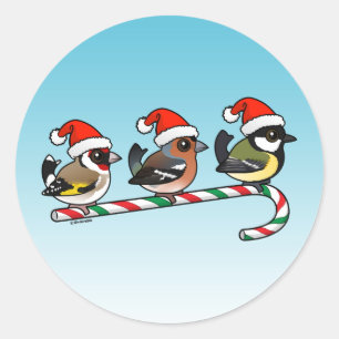 Drie kerstvinken (EU) Ronde Sticker