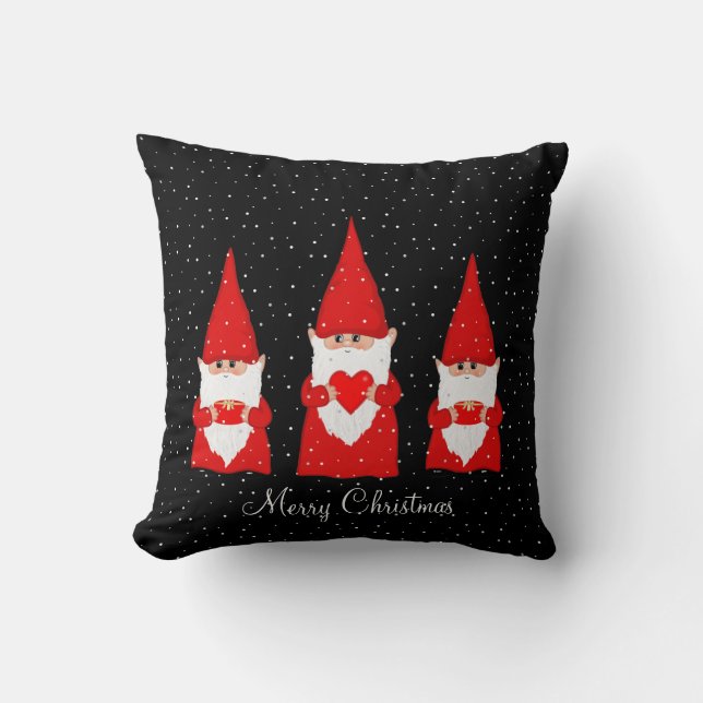 Drie kerstvoordrachten op zwart Sierkussen (Voorkant)