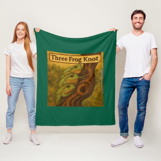 Drie Kikkers Knoop – Whimsicale Amfibie Woordspeli Fleece Deken (In situ)