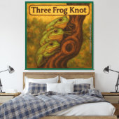 Drie Kikkers Knoop – Whimsicale Amfibische Woordsp Canvas Afdruk (Insitu (Slaapkamer))