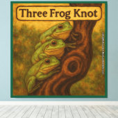 Drie Kikkers Knoop – Whimsicale Amfibische Woordsp Canvas Afdruk (Insitu (Houten vloer))