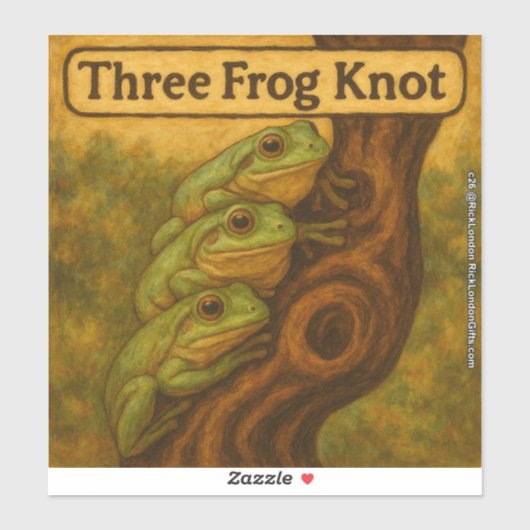 Drie Kikkers Knoop – Whimsicale Amfibische Woordsp Sticker (Vel)