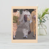 Drie kimono-geklede vrouwen op een notendop, blanc bedankkaart (Staand voorkant)