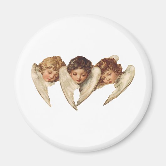 Drie Kind Engelen -  Kitsch Art Magneet (Voorkant)