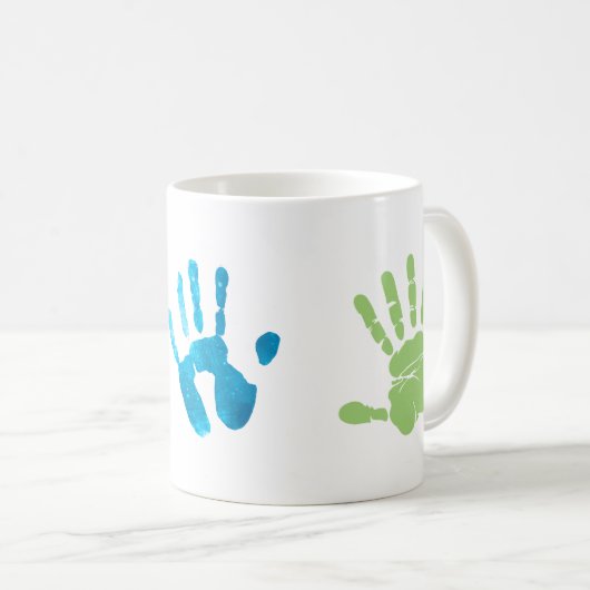 Drie kinder geschenk voor handafdruk koffiemok (Voorkant rechts)
