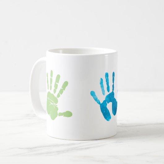 Drie kinder geschenk voor handafdruk koffiemok (Voorkant links)