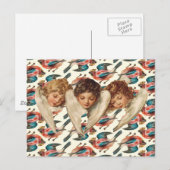 Drie KinderAngels - Kitsch Art Briefkaart (Voorkant / Achterkant)