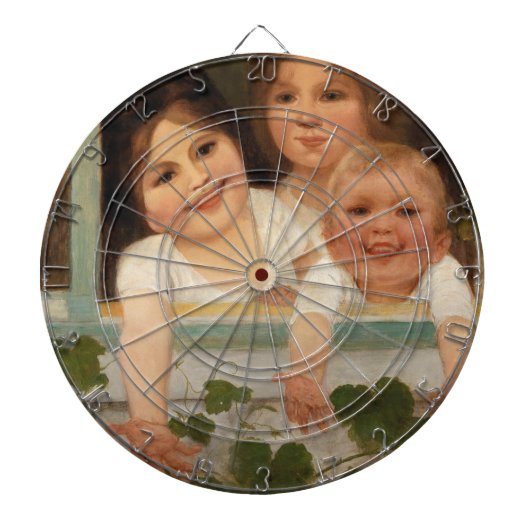 Drie kinderen aan het raam dartbord (Voorkant)