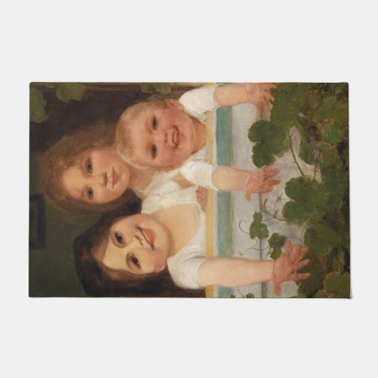 Drie kinderen aan het raam deurmat (Voorkant)