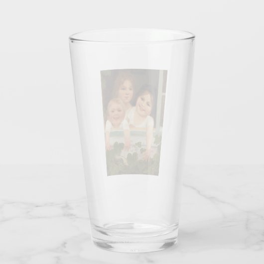 Drie kinderen aan het raam glas (Achterkant)