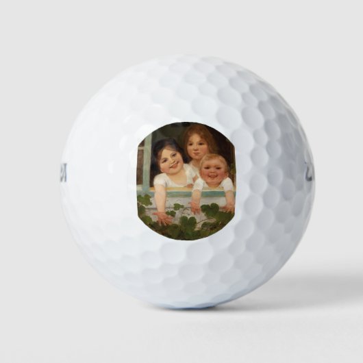 Drie kinderen aan het raam golfballen (Voorkant)
