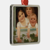 Drie kinderen aan het raam metalen ornament (Rechts)