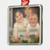 Drie kinderen aan het raam metalen ornament (Links)