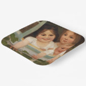 Drie kinderen aan het raam papieren bordje (Gebogen)