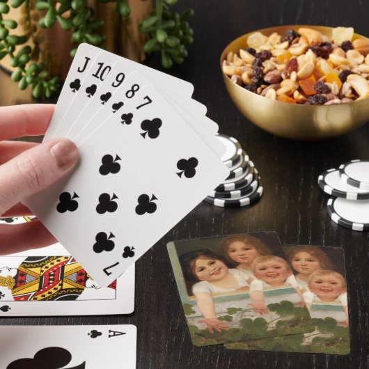 Drie kinderen aan het raam pokerkaarten (Insitu)