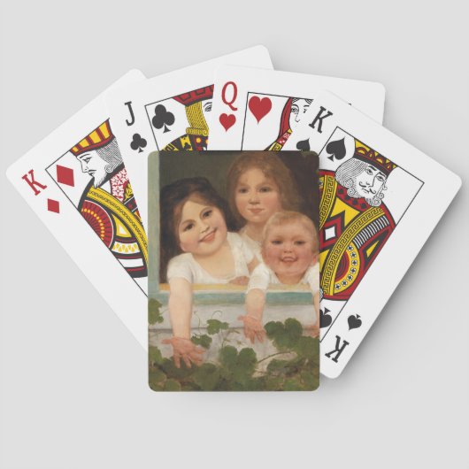 Drie kinderen aan het raam pokerkaarten (Achterkant)