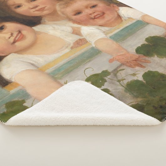 Drie kinderen aan het raam sherpa deken (3/4)