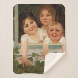 Drie kinderen aan het raam sherpa deken