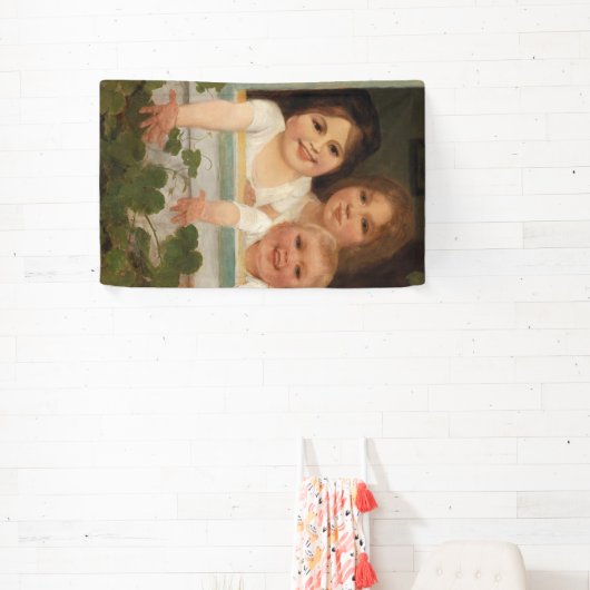 Drie kinderen aan het raam spandoek (Insitu)