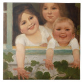 Drie kinderen aan het raam tegeltje (Voorkant)