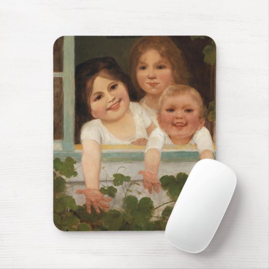 Drie kinderen bij het raam muismat (Met muis)