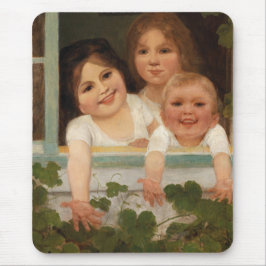 Drie kinderen bij het raam muismat