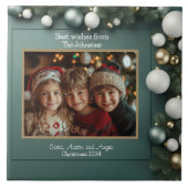 Drie kinderen Familiefoto Kerstmis Tegeltje (Voorkant)